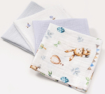 Фотография товара Комплект муслиновых платочков-салфеток Голубой микс (4 шт) т.з.Perina