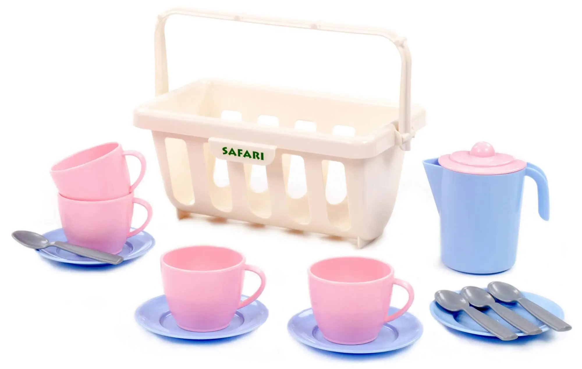 Набор детской посуды сафари с корзинкой №2 на 4 персоны