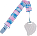 Фотография товара Прорезыватель на держателе Roxy Kids Клубничка, голубой-розовый, клеточка