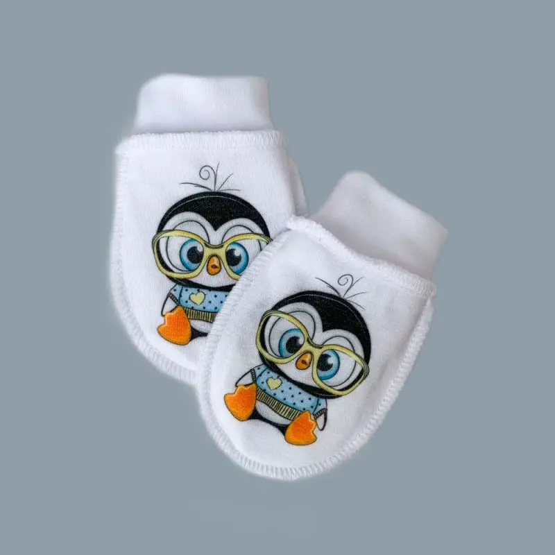 Антицарапки Little Star Принт Пингвиненок белый 2 пары 56