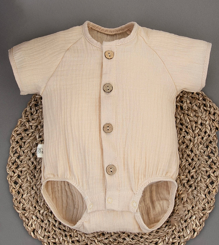 Фотография товара Боди с коротким рукавом new "Муслин", крем-брюле (р. 16 (рост 50-56 см))