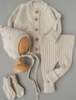 Фотография товара Кофточка, штаны, шапочка гномик и носочки "Pom-Pom" Little Star, серо-бежевый, р.56