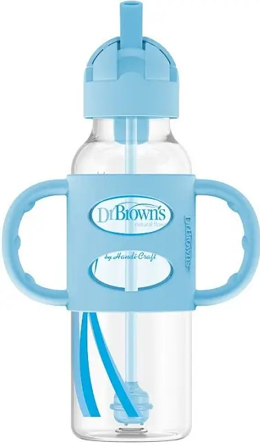 Поильник Dr. Brown's с ручкой и трубочкой 6+ голубой