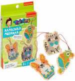 Фотография товара Набор для творчества  Bondibon Алмазная мозаика. Брелоки собачка, кошка, попугай