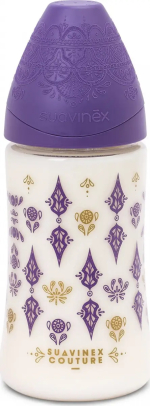 Фотография товара Бутылочка с силиконовой круглой соской Suavinex Haute Couture New 270 мл 0+ фиолетовый