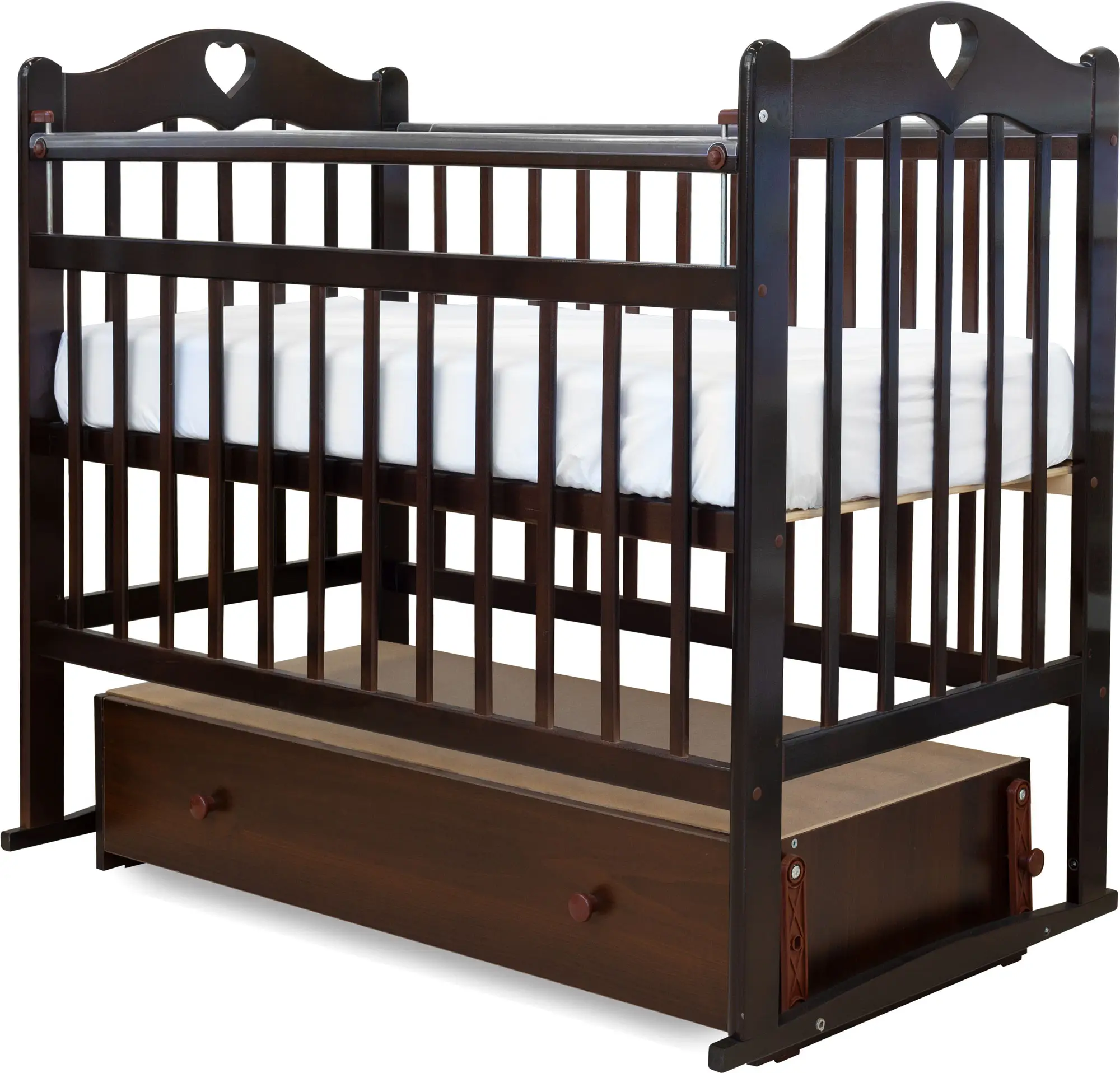 Кроватка Loona Lily с универсальным маятником и ящиком, венге