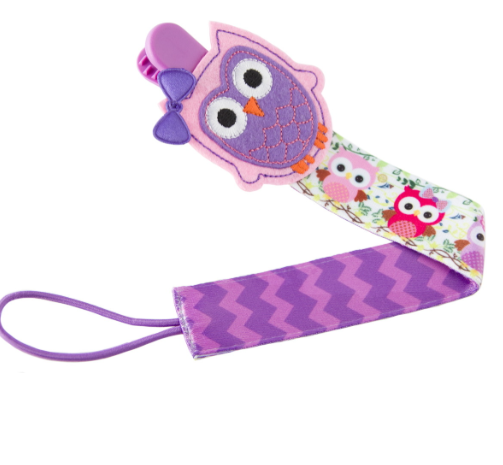 Держатель для пустышек с игрушкой "Сова". Ткань.