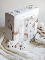 Фотография товара Пелёнка муслин органик Наследник Выжанова лесные олени + веточки 2 штуки