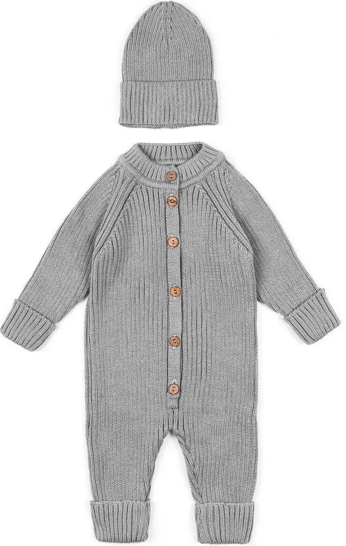 Комбинезон вязаный детский с шапочкой Amarobaby Pure Love Tot,  размер 68, демисезонный, серый