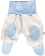 Фотография товара Ползунки на рибане Фабрика Бамбук внш нашивки молочный, голубой 74