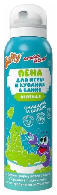 Мусс-пена Baffy детская для купания в ванне, мытья рук, зелёная