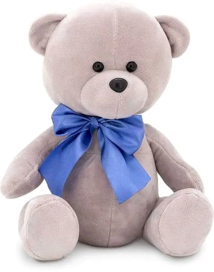 Игрушка мягконабивная Топтыжкин с бантиком, серый, 25 см