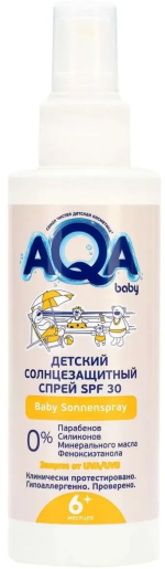 Фотография товара Детский солнцезащитный спрей SPF 30+ AQA baby, 150 мл