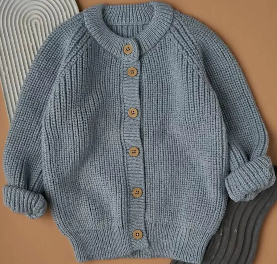 Кардиган вязаный Ниточки-Клубочки, р. 86, сине-серый