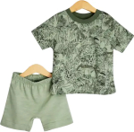 Фотография товара Комплект детский футболка и шорты, зелёный чай, джунгли, р. 98, КД363/1-К