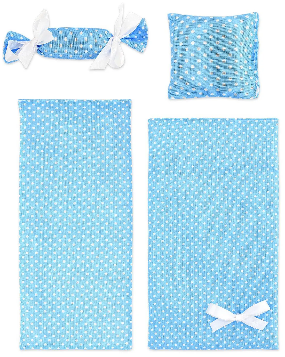 Постельное бельё ПК Лидер для барби голубое в горошек