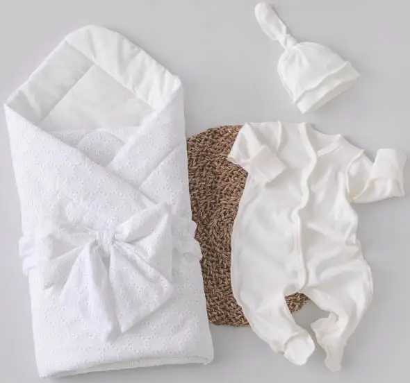 Комплект на выписку 4 предмета KiDi kids Батист шитье, лето, молоко, р. 16, рост 50-56 см