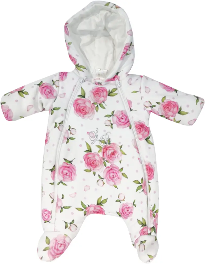 Комбинезон утеплённый Luxury Baby Пионы молочный, айвори 74