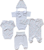 Фотография товара Комплект для малыша из пяти предметов, бежево-мятный, Т-120