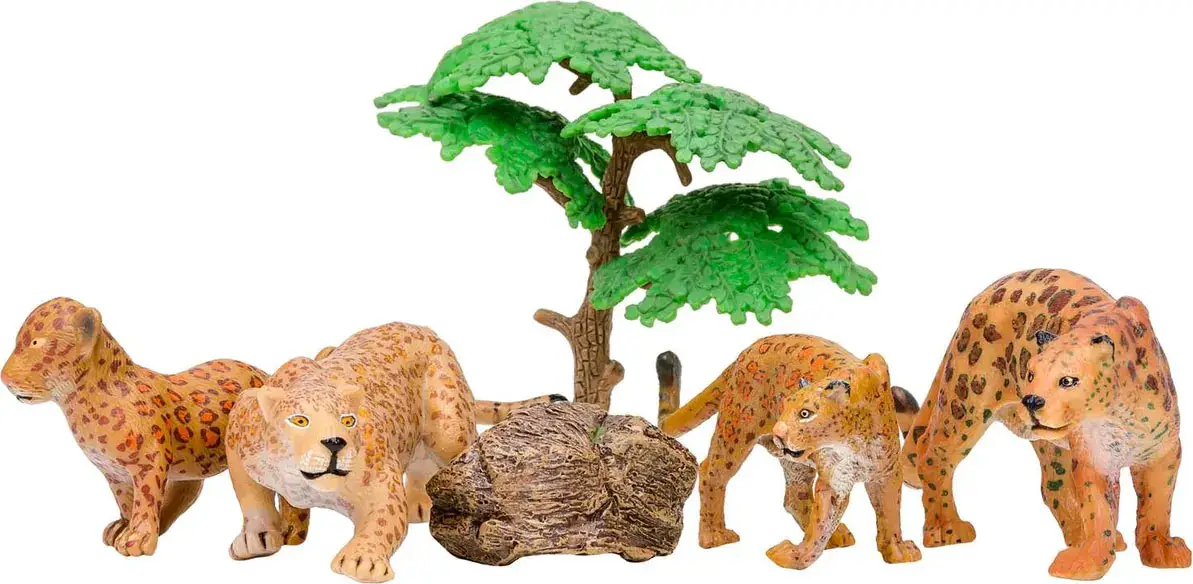 Набор фигурок животных Masai Mara серии Мир диких животных Семья ягуаров, 6 предметов