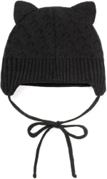 Фотография товара Шапка детская вязаная Amarobaby Pure Love Kitten, размер 38-40, с подкладом, чёрная