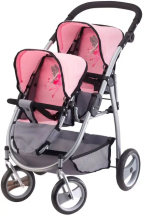 Фотография товара Коляска для двух кукол Bayer Twin Tandem, серо-розовая 26508AA