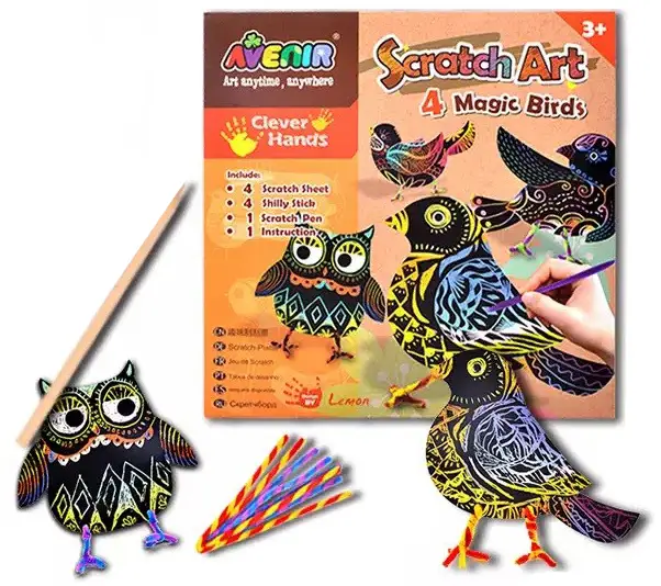 Набор для гравировки "Волшебные птички", 4 птички, декор