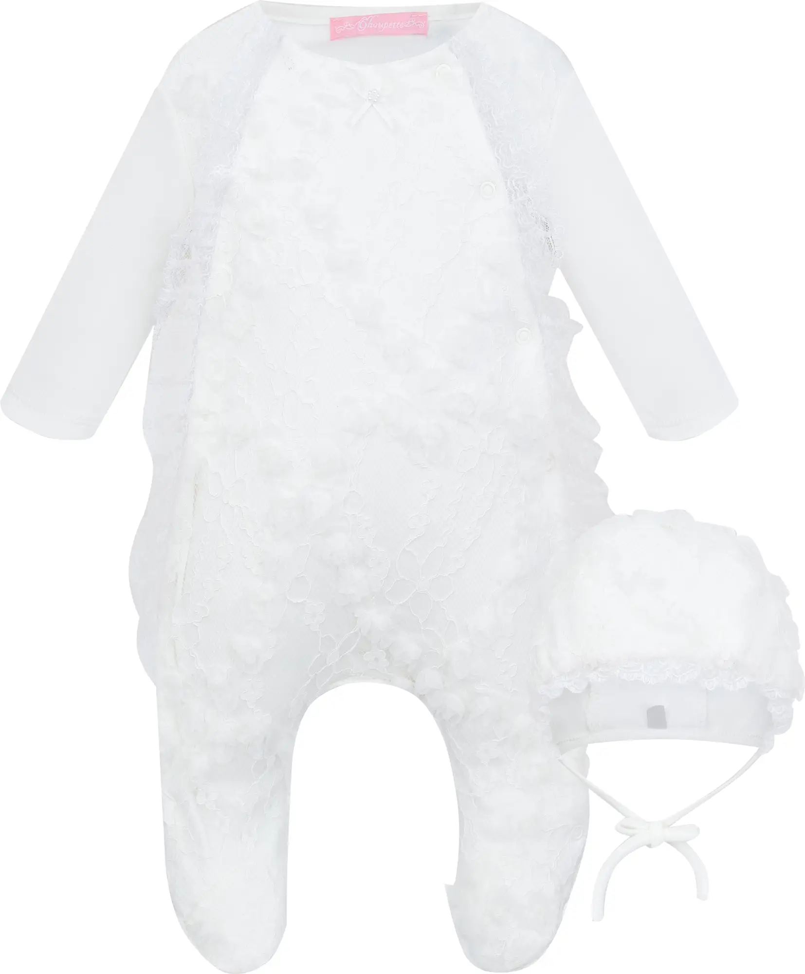 Комплект на выписку Церемония кружевной  с чепчиком, р. 62, экрю, арт. 1484.43