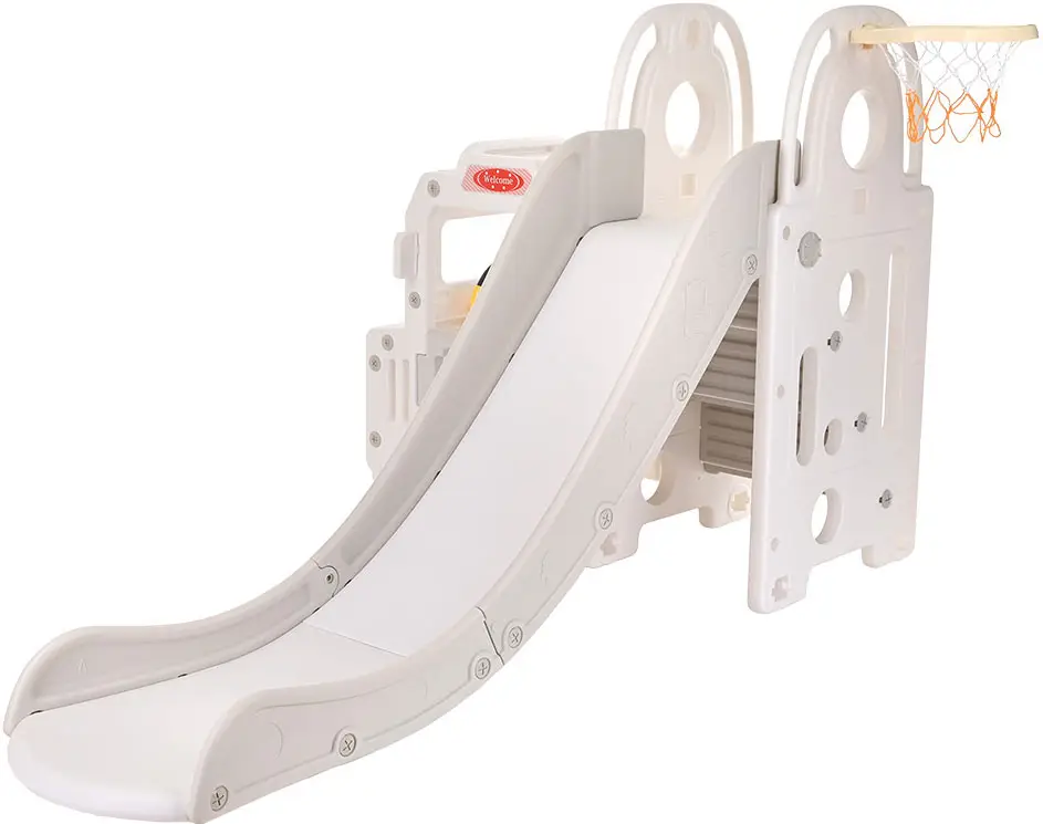 Горка Cute Truck с баскетбольным кольцом, белая, 180х123х100 см