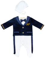 Нарядный комбинезон и чепчик Choupette Церемония 56 экрю, синий