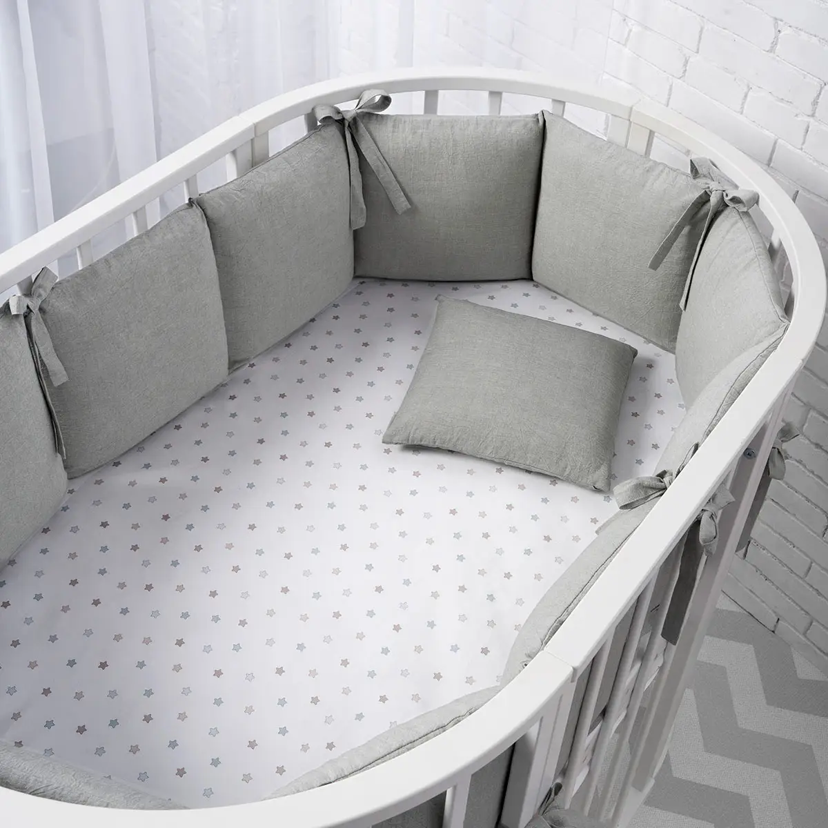 Защита для детской кроватки Perina Soft Cotton Серо-оливковый