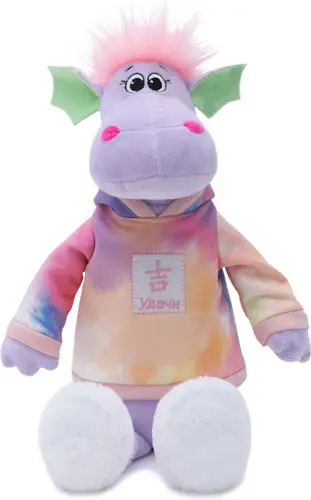 Игрушка мягконабивная Дракон Лола Символ года 2024, Kult of Toys, сиреневый, в толстовке, 25 см