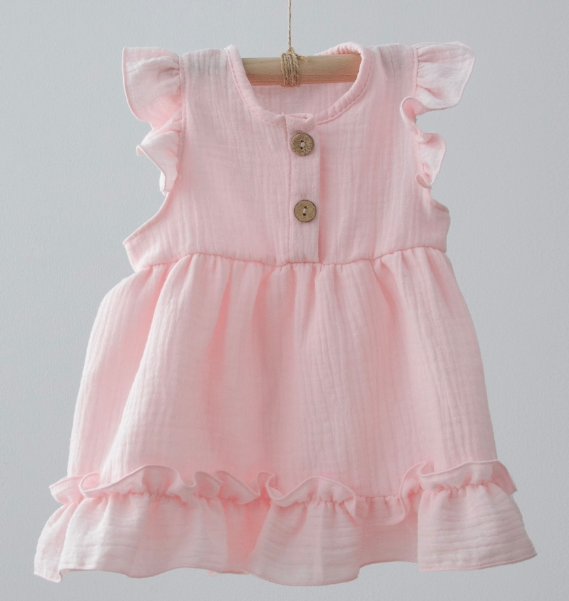 Фотография товара Платье с крылышками "Муслин", светло-розовый, лето (р. 20 (рост 62-68 см))