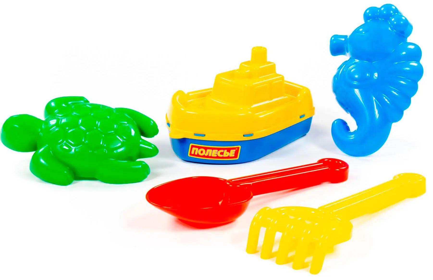 Набор №370 Полесье кораблик Буксир, совок, грабельки, формочки