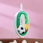 Фотография товара Свеча Страна Карнавалия для торта Футбольная цифра 0 зелёная, 12,5 см