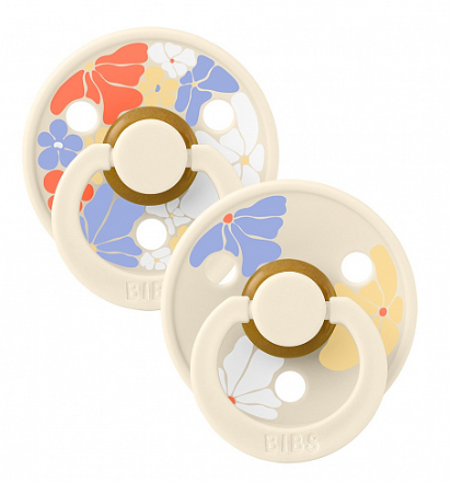 Фотография товара Набор пустышек латексных BIBS Studio Colour, 2 шт. - Morning Bloom - Ivory Mix, 6+ мес.