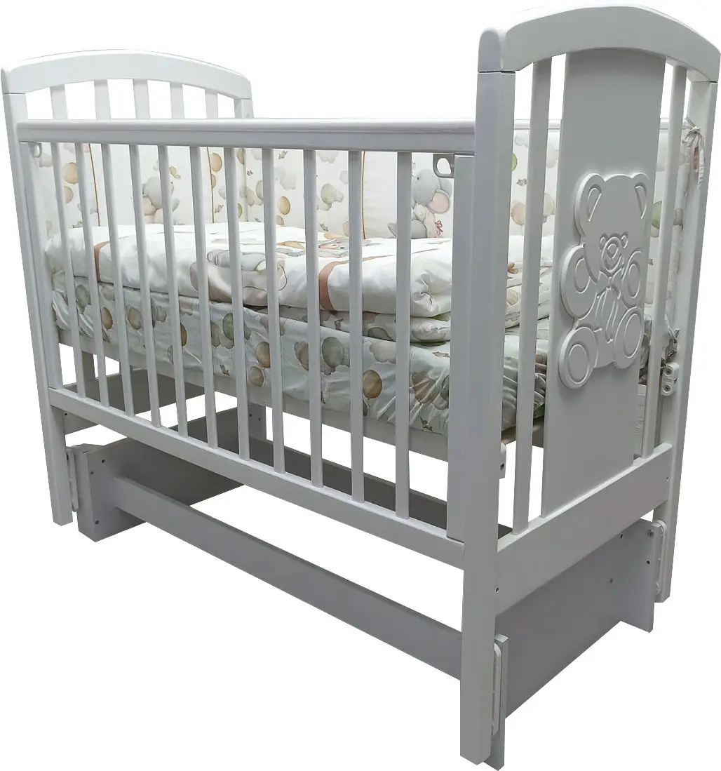 Кроватка Incanto Hugge, ящик, а/стен, универсальный маятник, белая