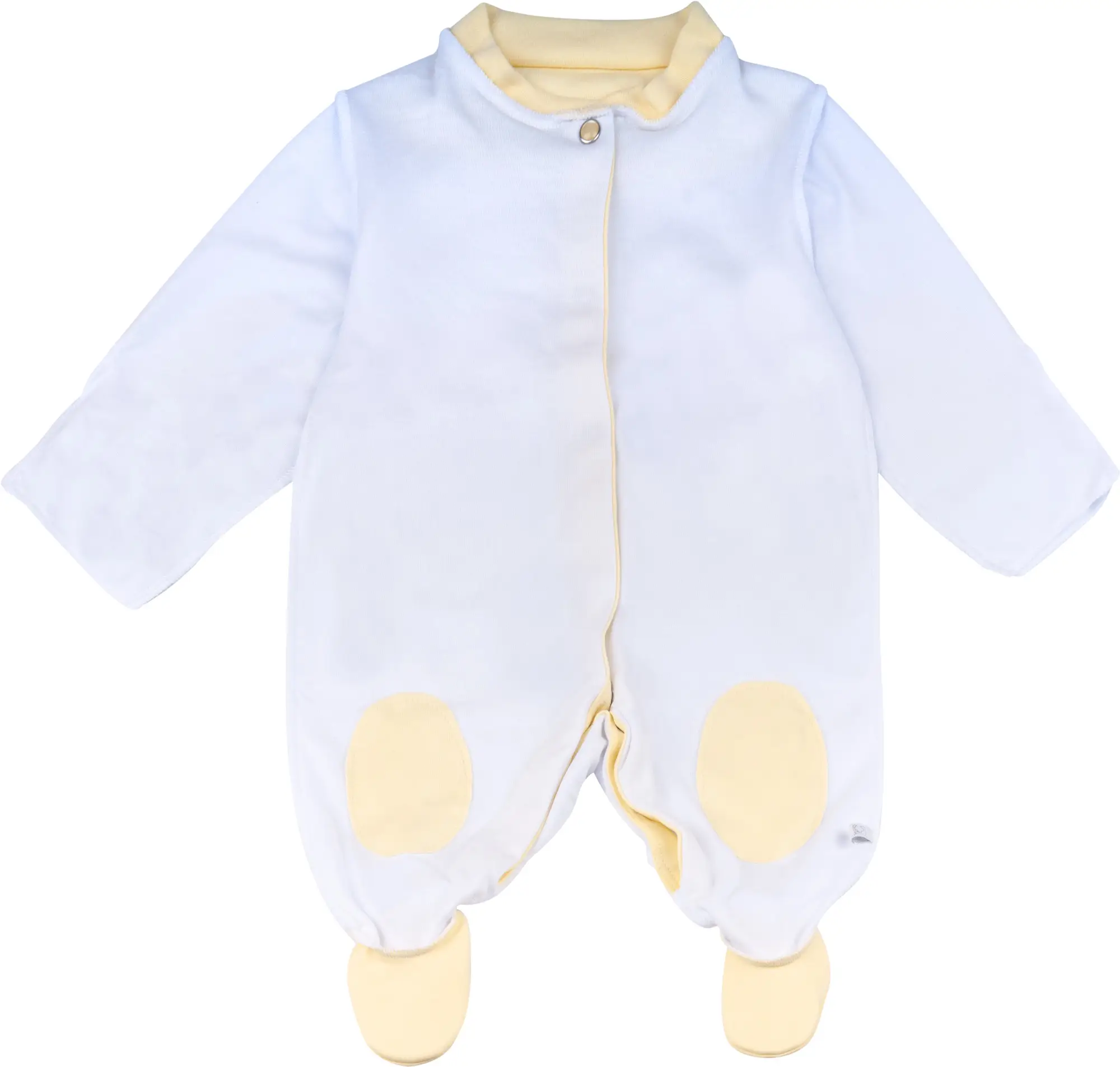 Комбинезон стойка нашивки Фабрика Бамбук белый, жёлтый 62