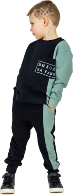 Фотография товара Комплект детский Baby boom джемпер и брюки черный-полынь 104