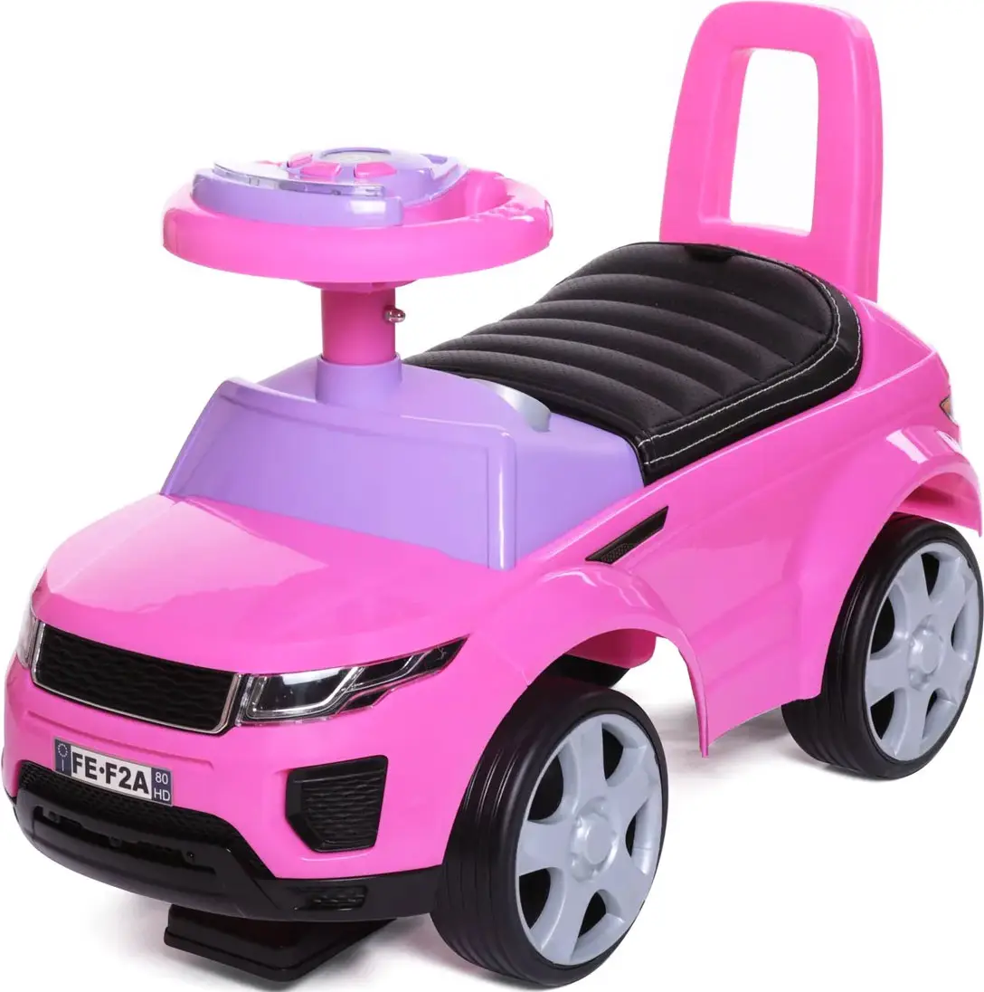 Babycare, Каталка детская Sport car кожаное сиденье, резиновые колеса, розовая