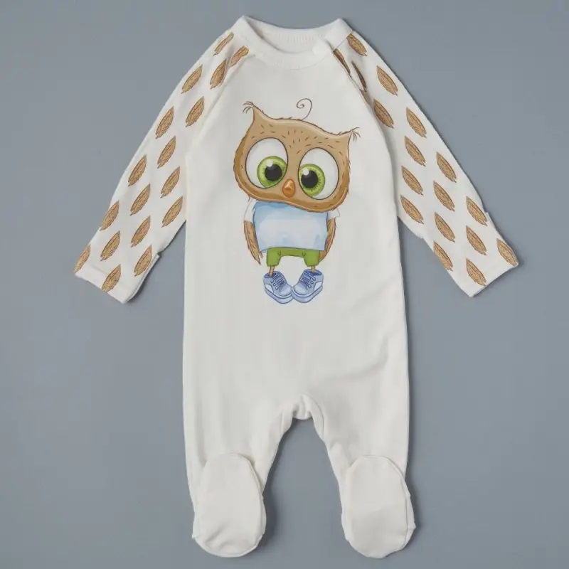 Комбинезон-асим на кнопках Little Star Совенок крем 46