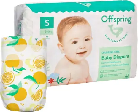 Подгузники Offspring, размер S, 3-6 кг, 48 шт, расцветка Апельсины