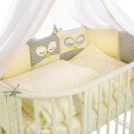 Фотография товара Комплект в кроватку Спящие совята, 9 предметов, жёлтый, 35323 арт.