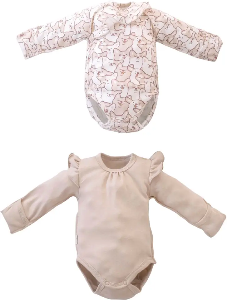 Боди KiDi kids с длинным рукавом Корги Веня 2 штуки 22, 68-74 см