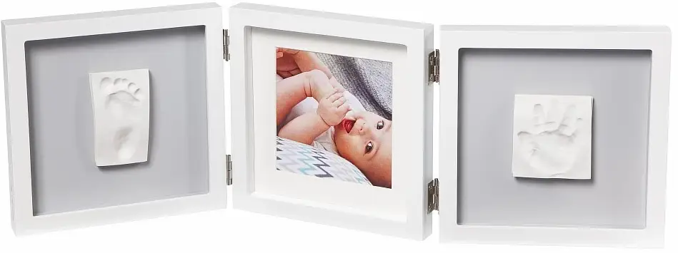 Рамочка тройная квадратная с отпечатком Baby Art, белая