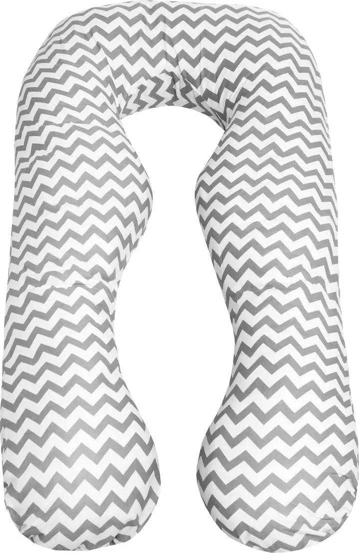 Наволочка AmaroBaby к подушке для беременных анатомическая 340х72 Зигзак серый