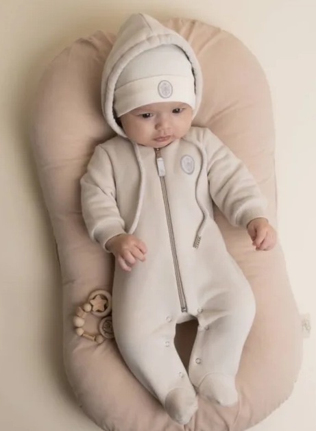 Фотография товара Комбинезон (футер 3-х нитка) цв. топленое молоко, р. 56-36 - 74-48 (цв. топленое молоко, р. 56-36)