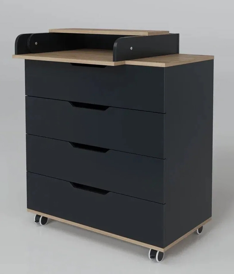 K IN Комод INCANTO ЮГ 800/4 МДФ цвет ДУБ/графит (органайзер)