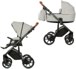 Коляска Roan Bass Next 2 в 1 Ivory, Black, коричневая ручка