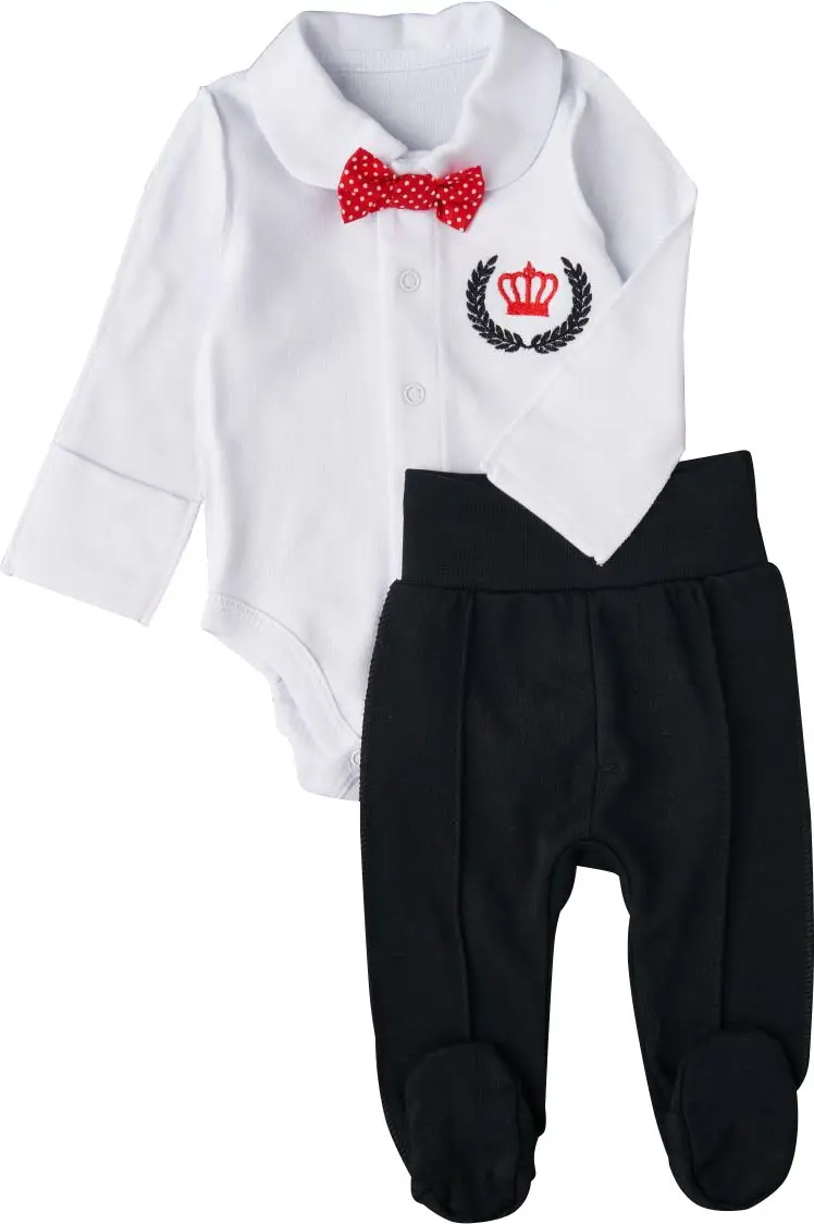 Комплект Little Star Герб Корона, р. 56, интерлок, белый/чёрный